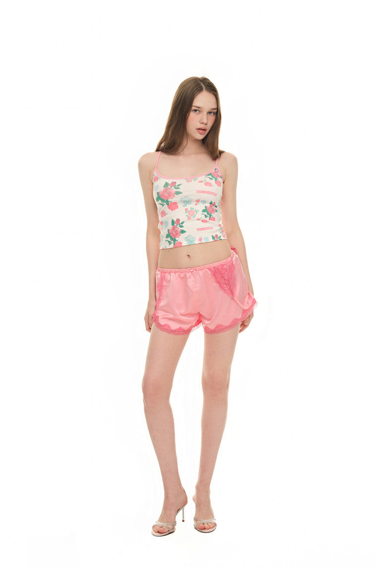 ROSE STENCIL SLEEVELESS TOP (RED)