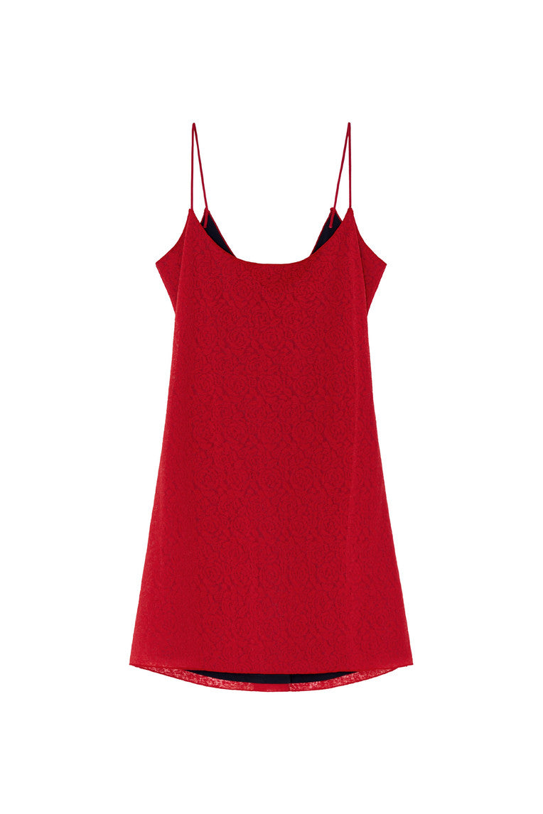 SPAGHETTI STRAP LACE MINI DRESS (RED)