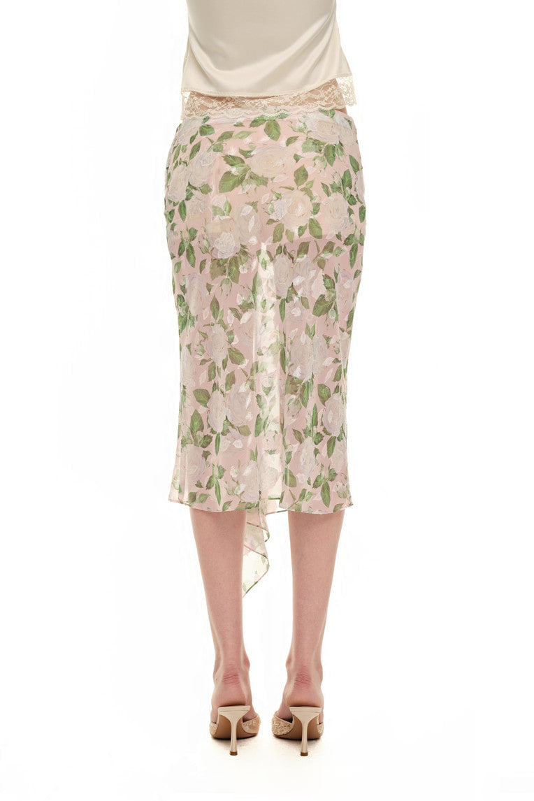 ROSE FLAIR MIDI SKIRT (WHITE)
