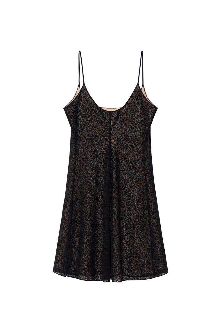 SPAGHETTI STRAP LACE MINI DRESS (BLACK)