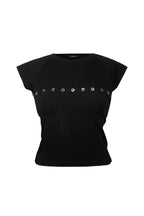 MOTHER OF PEARL BUTTON RAGLAN T-SHIRT (BLACK)