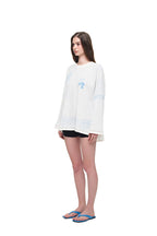 ORNAMENT 02 WAFFLE OVERSIZED LONG SLEEVE T-SHIRT (WHITE)