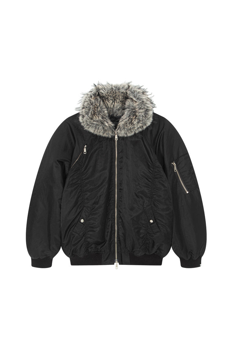 FAUX FUR 02 BOMBER JACKET (BLACK) - 10
