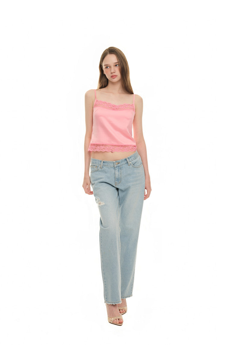 LACE TRIM SLIP CAMISOLE (PINK)