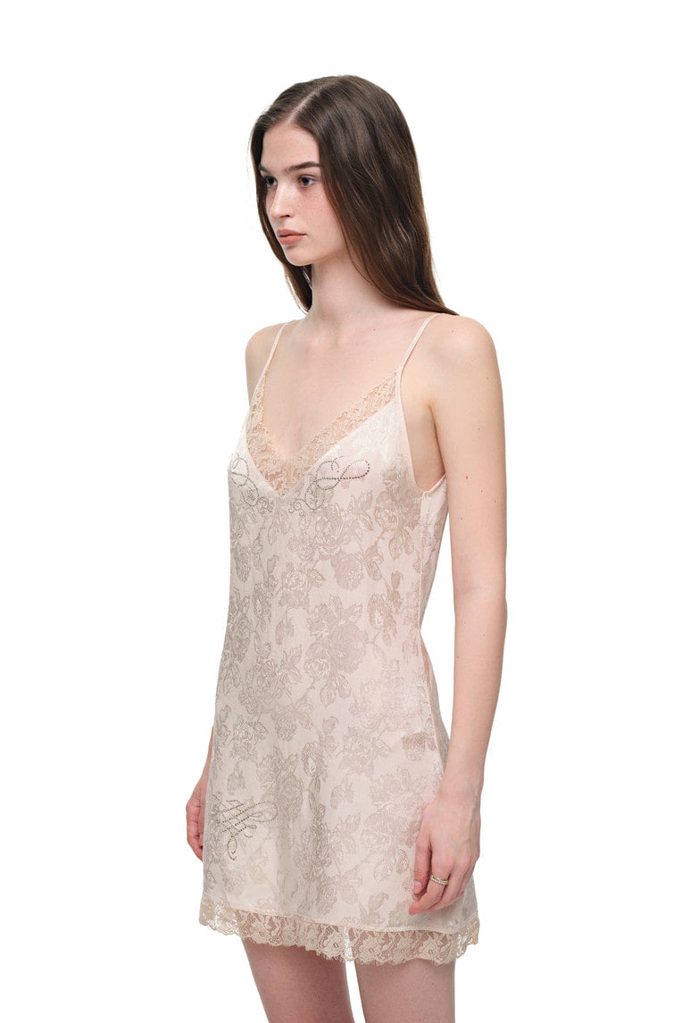 FLORAL HOTFIX MINI SLIP DRESS (LIGHT PINK)