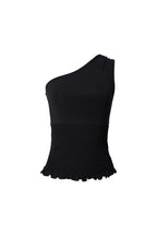 SMOCKED ONE SHOULDER TOP (BLACK)