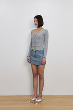 LACE RIBBED CARDIGAN (GREY)