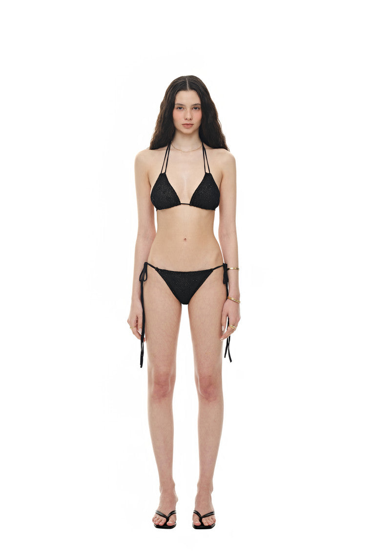 FLORAL BEADS BIKINI (BLACK)