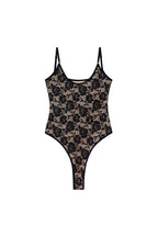 DEEP ROUND NECK LACE BODYSUIT (BLACK)