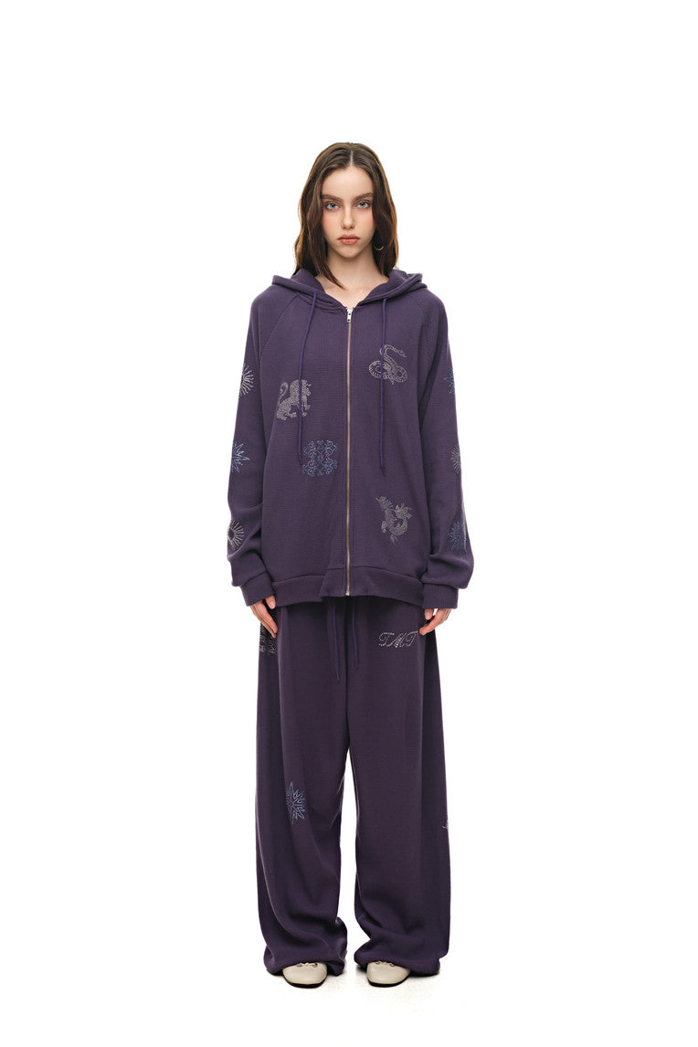 ZODIAC 02 HOTFIX WAFFLE ZIP-UP HOODIE (PURPLE) - 2