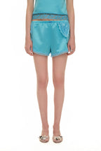ASYMMETRIC LACE TRIM SLIP SHORTS (BLUE)