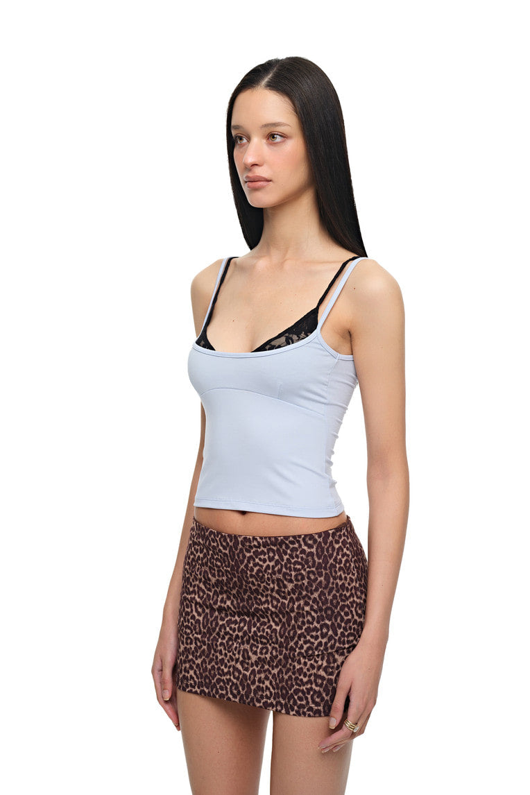 BRA-LAYERED SLEEVELESS TOP (LACE/LIGHT BLUE)
