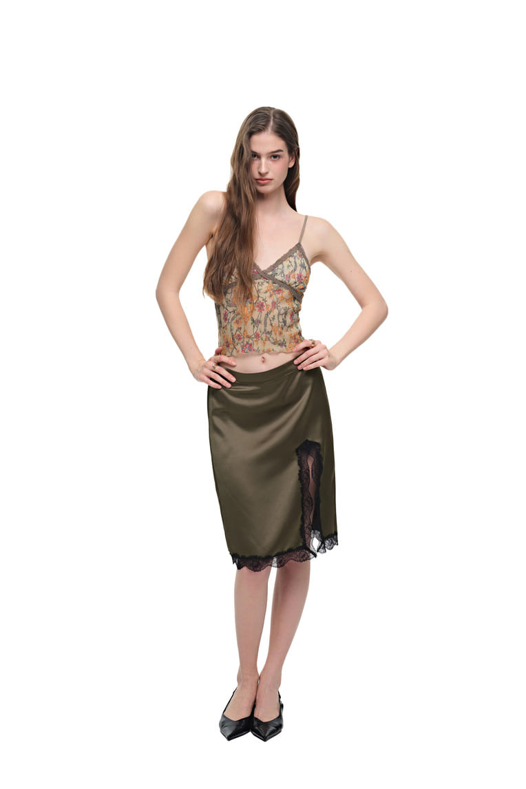 LACE MIDI SKIRT (KHAKI)