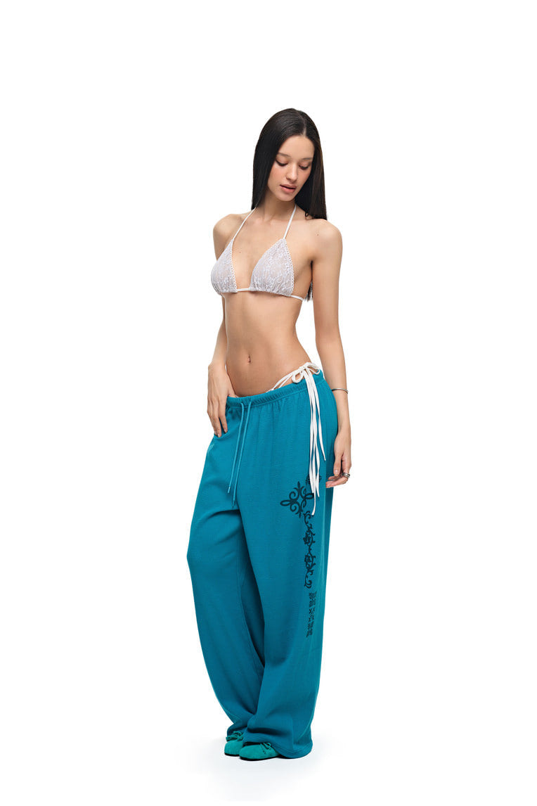 LEO WAFFLE PANTS (TEAL)