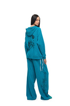 LEO HOTFIX WAFFLE ZIP-UP HOODIE (TEAL)