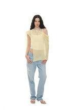 SHEER LINEN KNIT SHAWL (YELLOW)