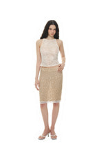 LACE POINT SPARKLE MIDI SKIRT (BEIGE)