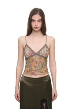 [Ships June 5] METALLIC FLORAL 03 LACE CAMI TOP (YELLOW)