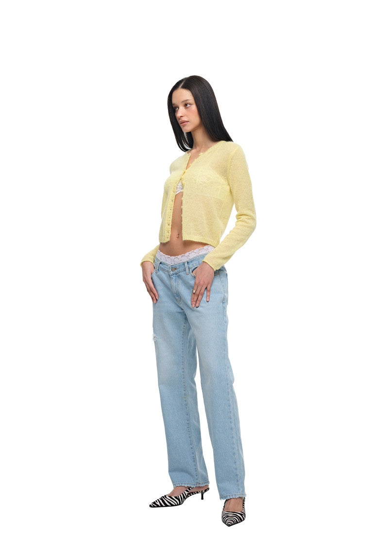 MOHAIR SLIM-FIT CARDIGAN (LEMON)