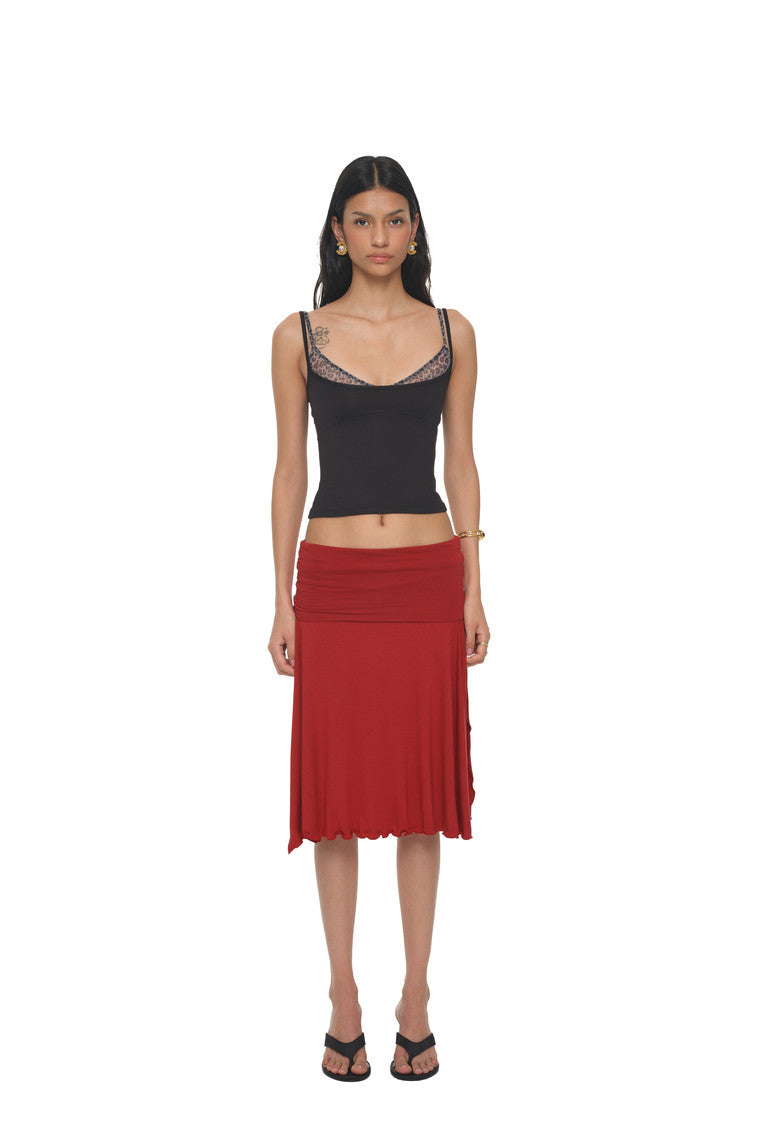 SLIT MIDI SKIRT PANTS (RED)