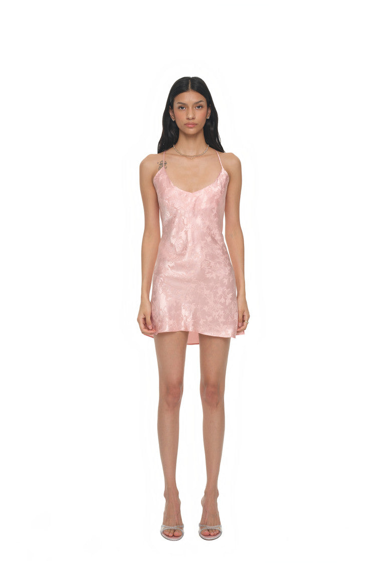 OPEN BACK MINI SLIP DRESS (LIGHT PINK)