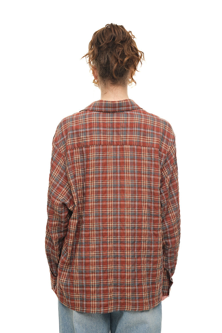 PLAID OVERSIZED SHIRT (BROWN)