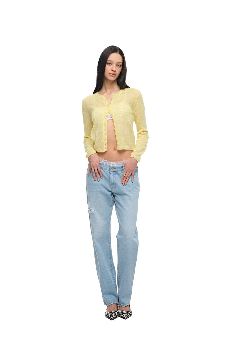 MOHAIR SLIM-FIT CARDIGAN (LEMON)