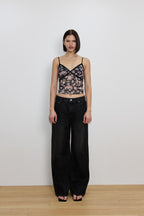 FLORAL LACE CAMI TOP (NAVY)