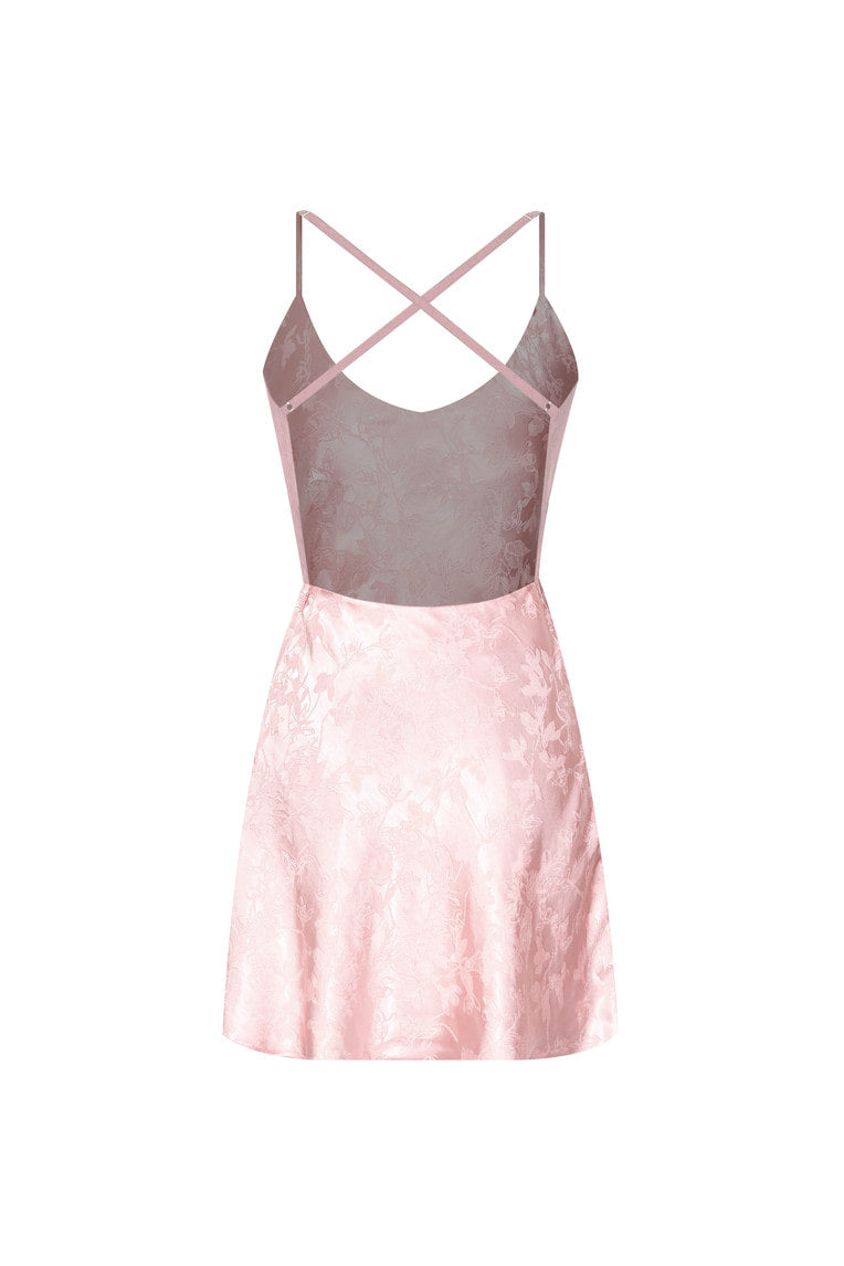OPEN BACK MINI SLIP DRESS (LIGHT PINK)