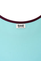 撞色滾邊無袖上衣 (水藍色)