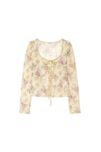 METALLIC FLORAL KEYHOLE TIE TOP (YELLOW)