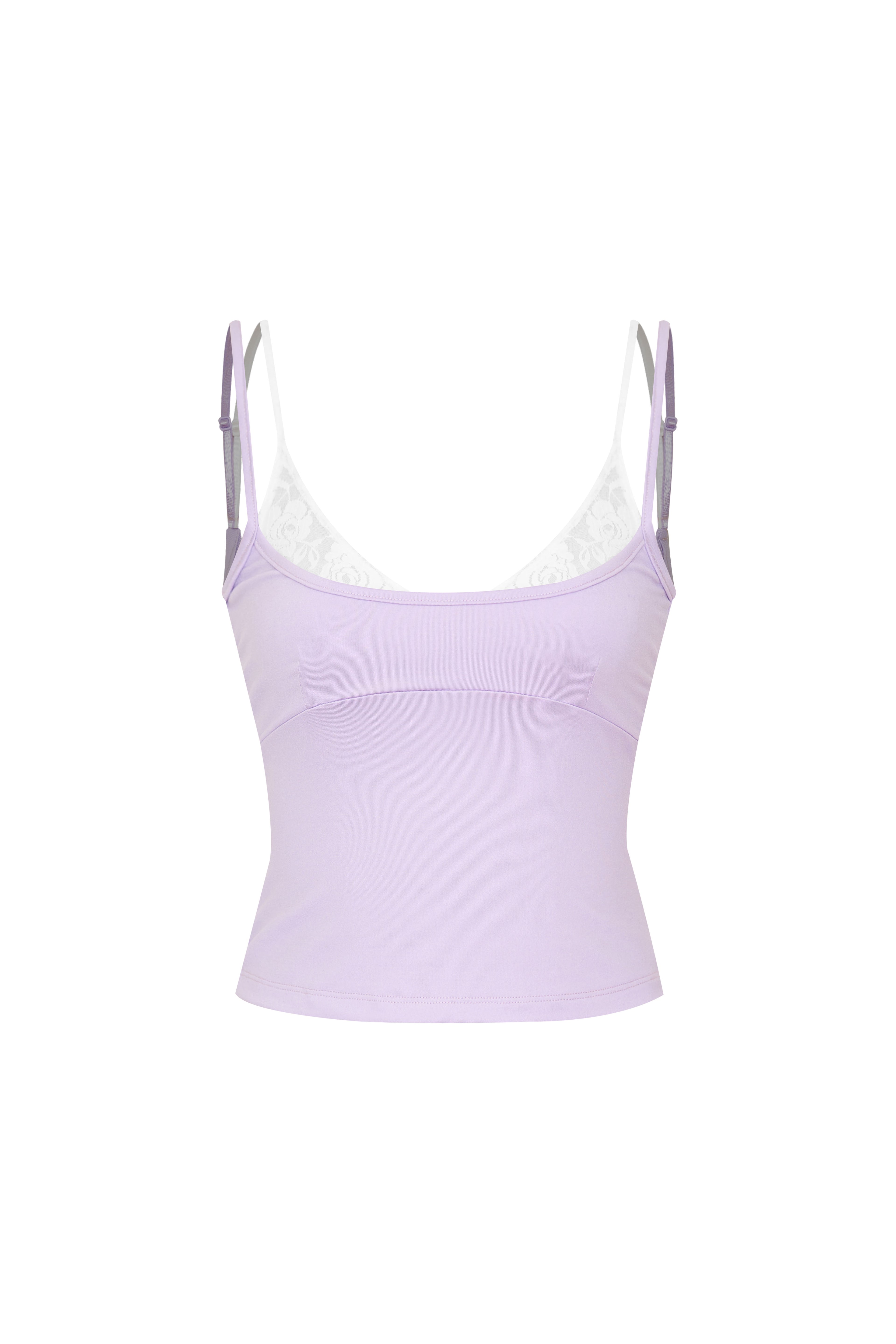 BRA-LAYERED SLEEVELESS TOP (LACE/LAVENDER)