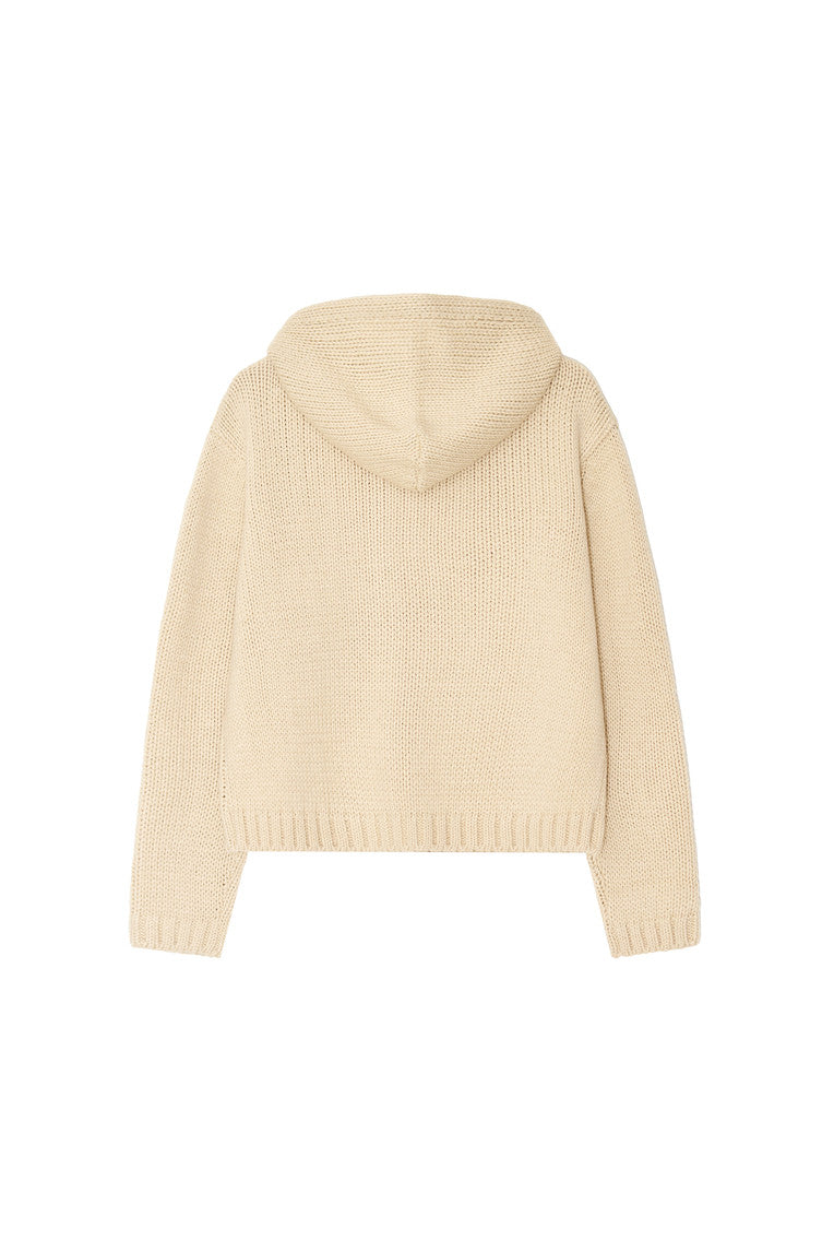HEAVY KNIT ZIP-UP HOODIE (BEIGE)