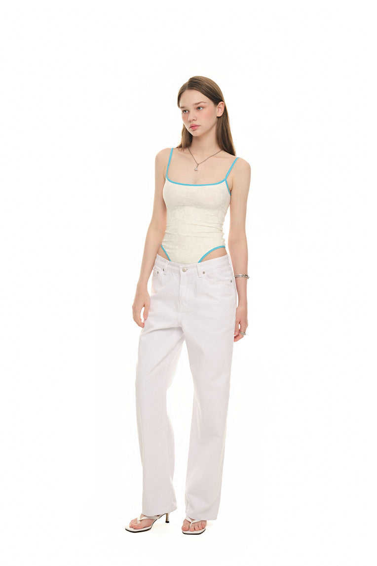 DEEP ROUND NECK LACE BODYSUIT (IVORY)