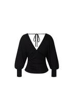 DEEP V-NECK SHIRRING TOP (BLACK)