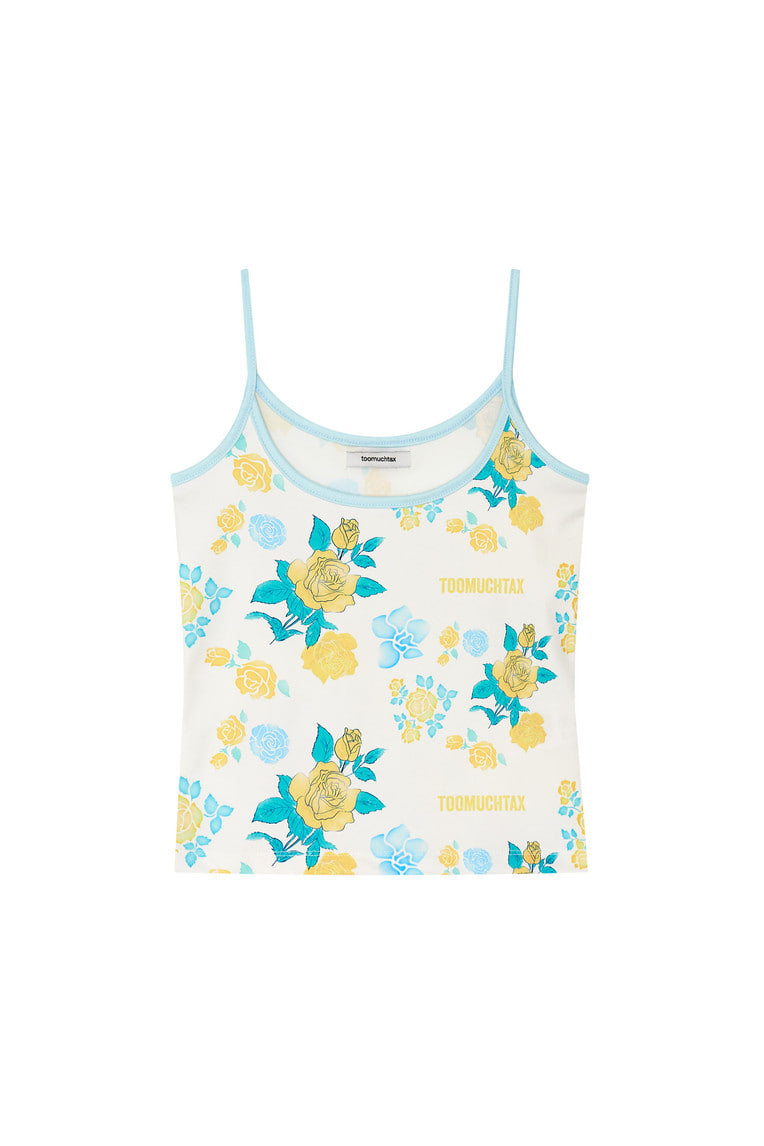 ROSE STENCIL SLEEVELESS TOP (YELLOW)