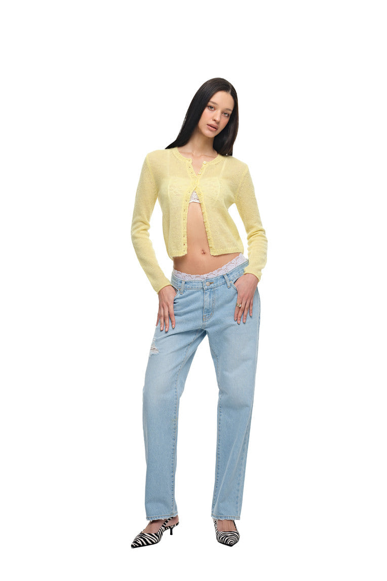 MOHAIR SLIM-FIT CARDIGAN (LEMON)