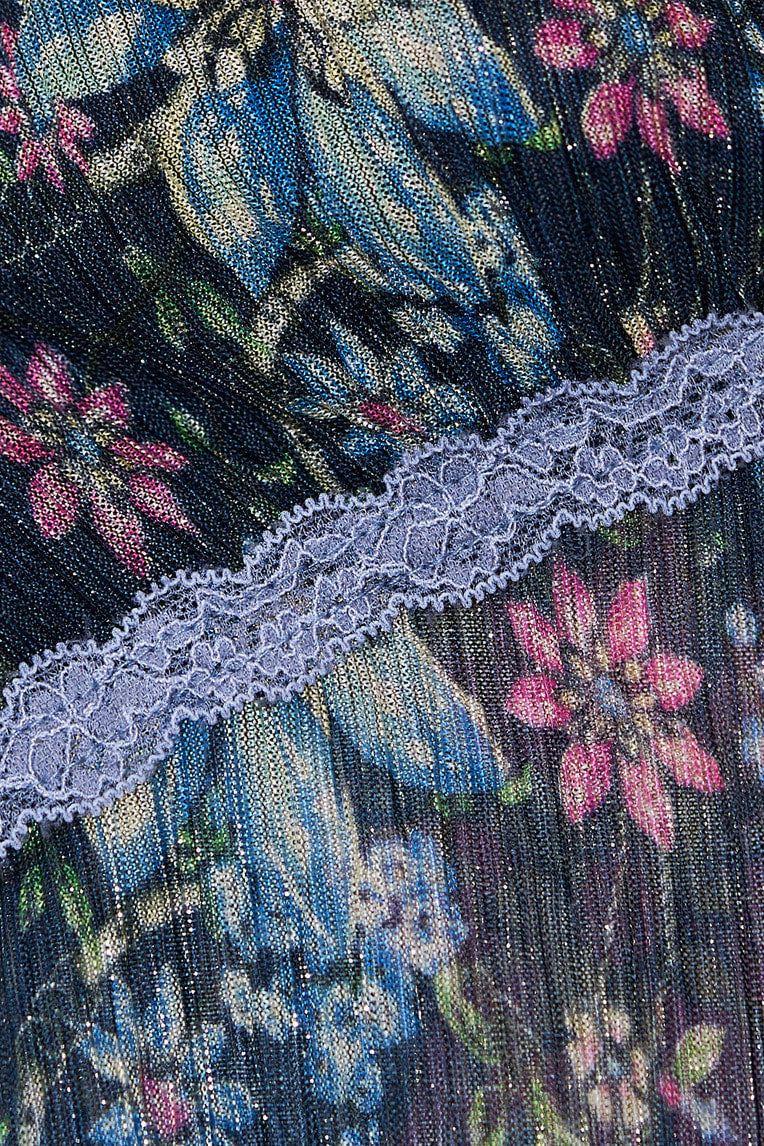 [Ships June 5] METALLIC FLORAL 03 LACE CAMI TOP (NAVY)