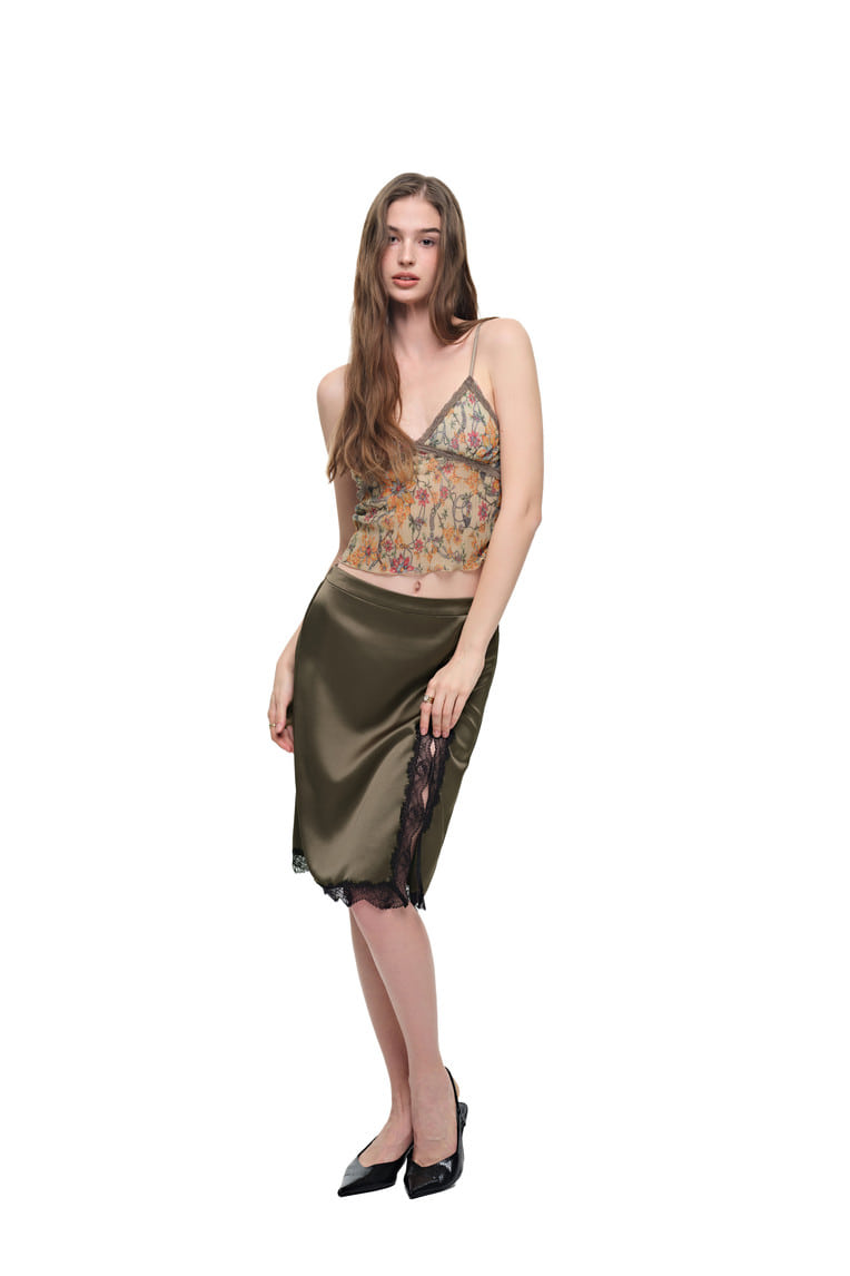 LACE MIDI SKIRT (KHAKI)